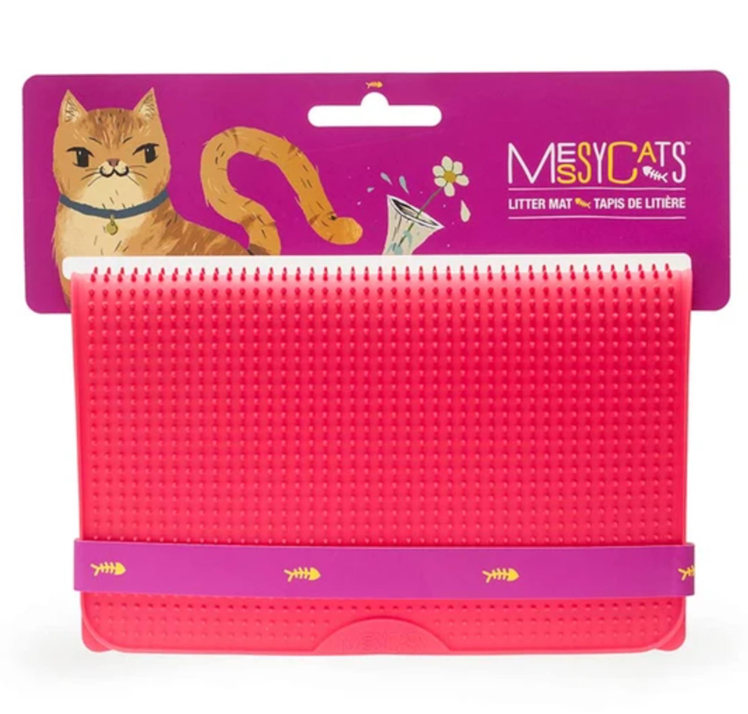 Messy Cats Silicone Cat Litter Mat, RED.