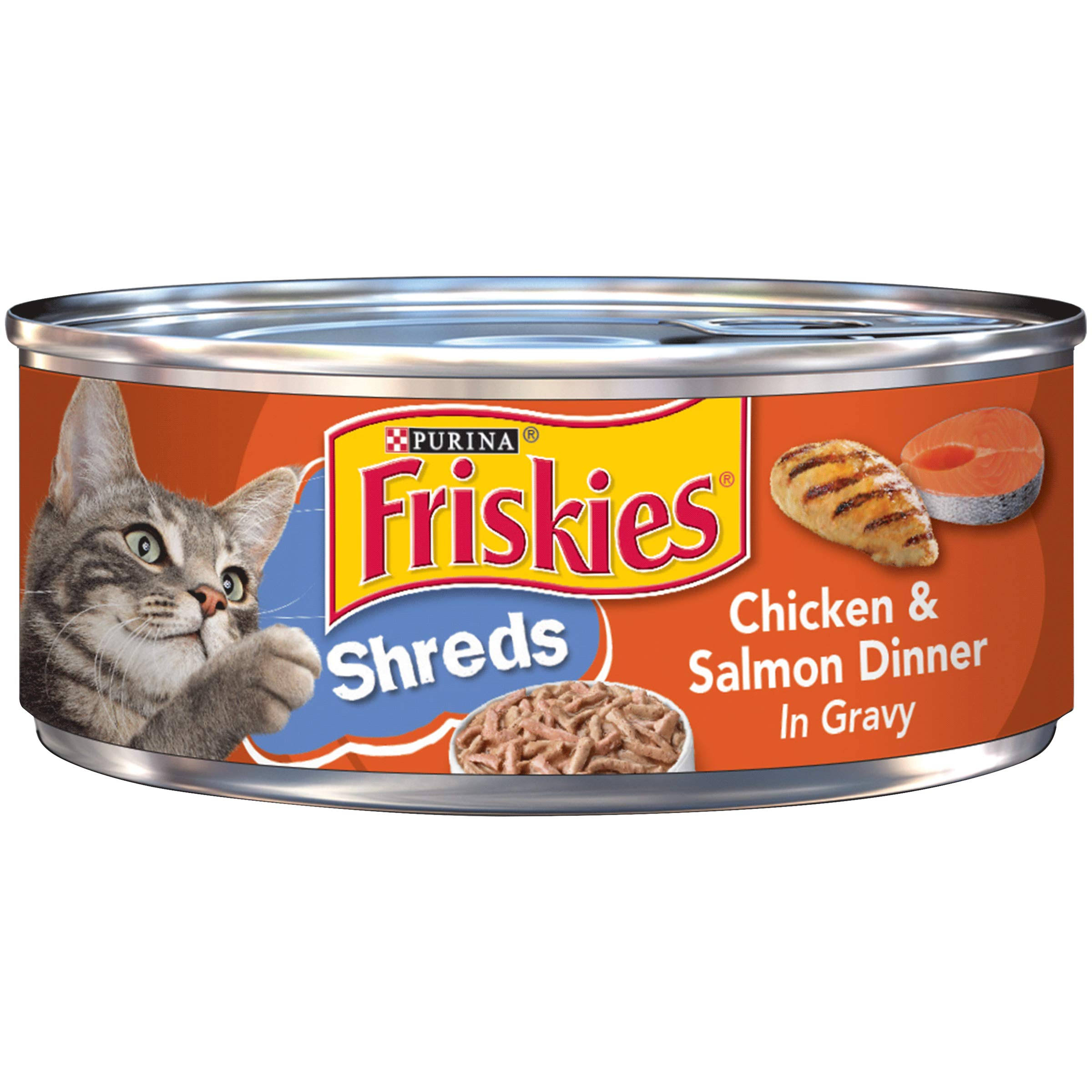 Purina Friskies Savory Shreds Cat Food - Chicken & Salmon Dinner in Gravy, 5.5oz