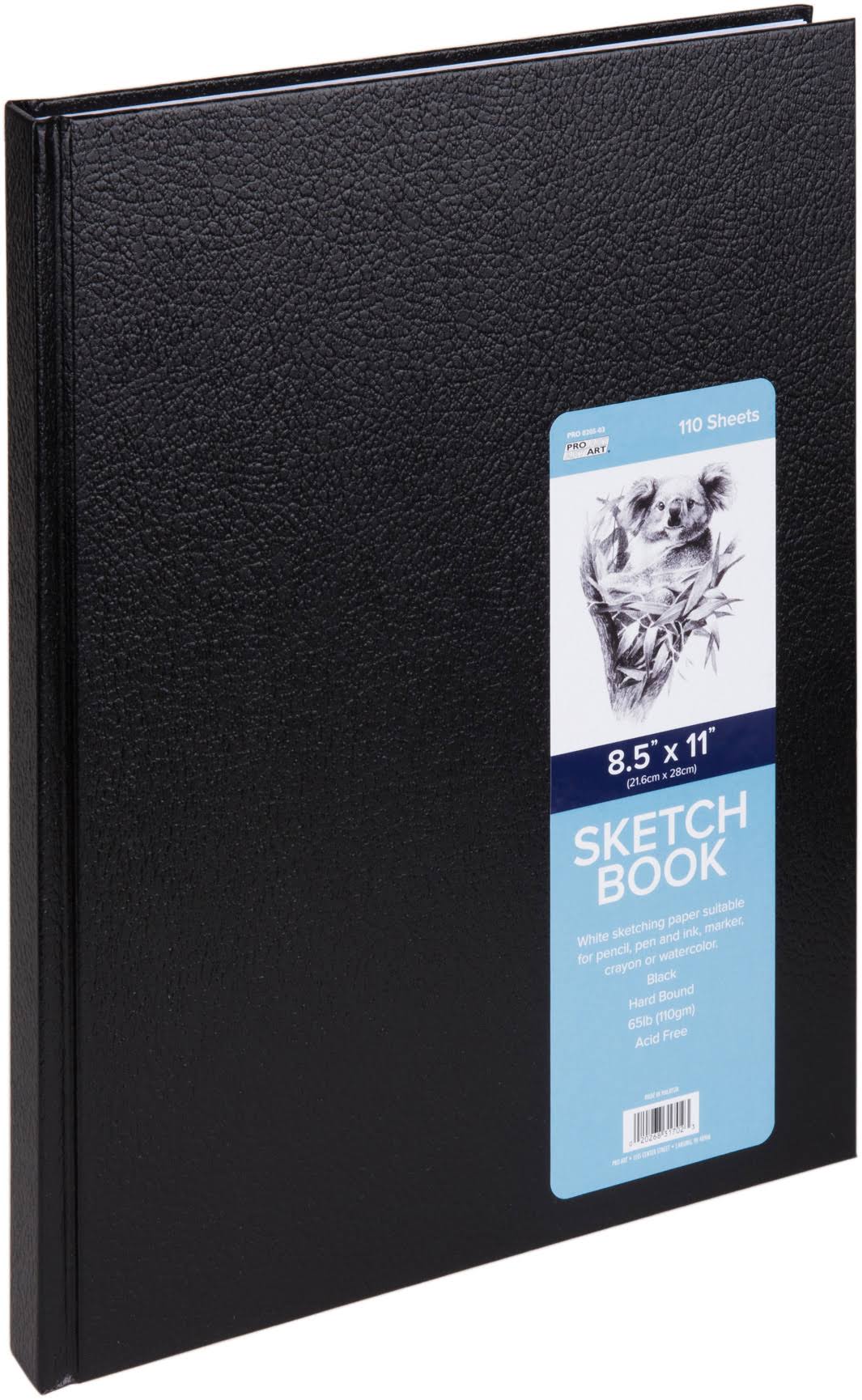 Pro Art Hard Bound Sketch Book - Black, 8.5" x 11"