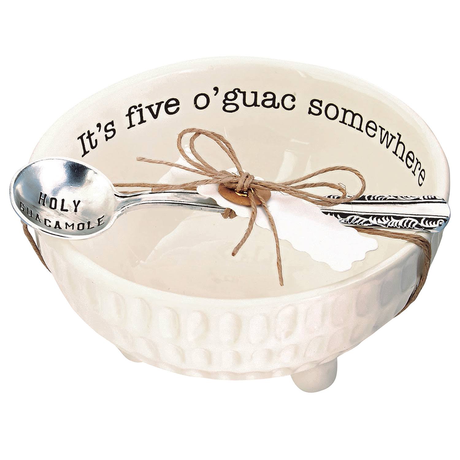 Mud Pie It's Five O'Guac Somewhere Guacamole Bowl & Spoon Set