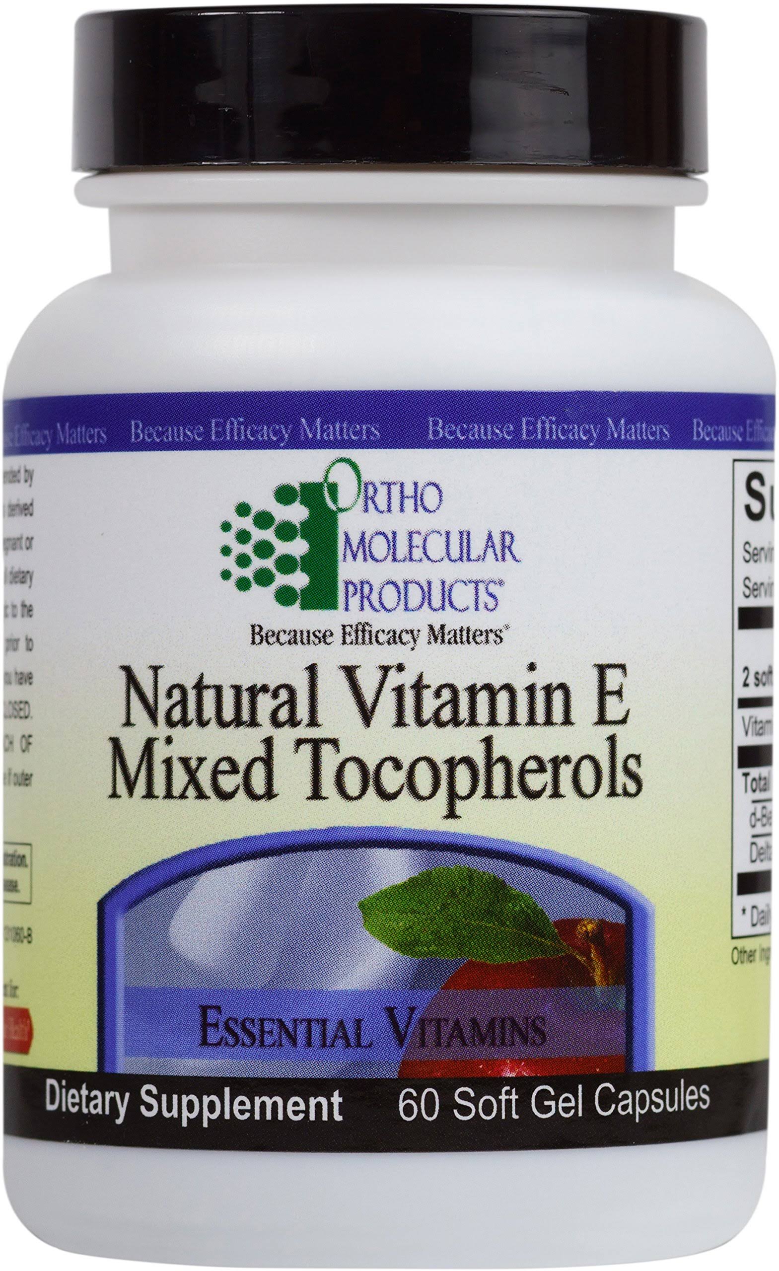 Ortho Molecular Natural Vitamin E Mixed Tocopherols Supplement - 60 Soft Gel Capsules