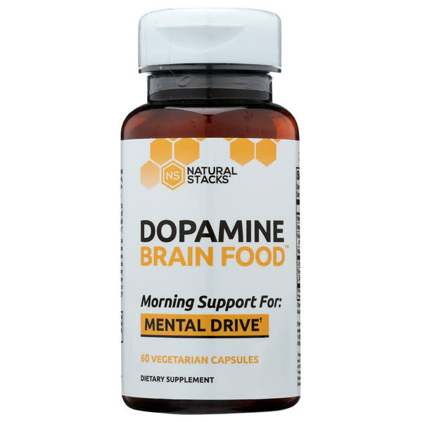 Natural Stacks Dopamine Brain Food Morning Support for: Mental Drive Dietary Supplement Vegetarian Capsules - 60 ct