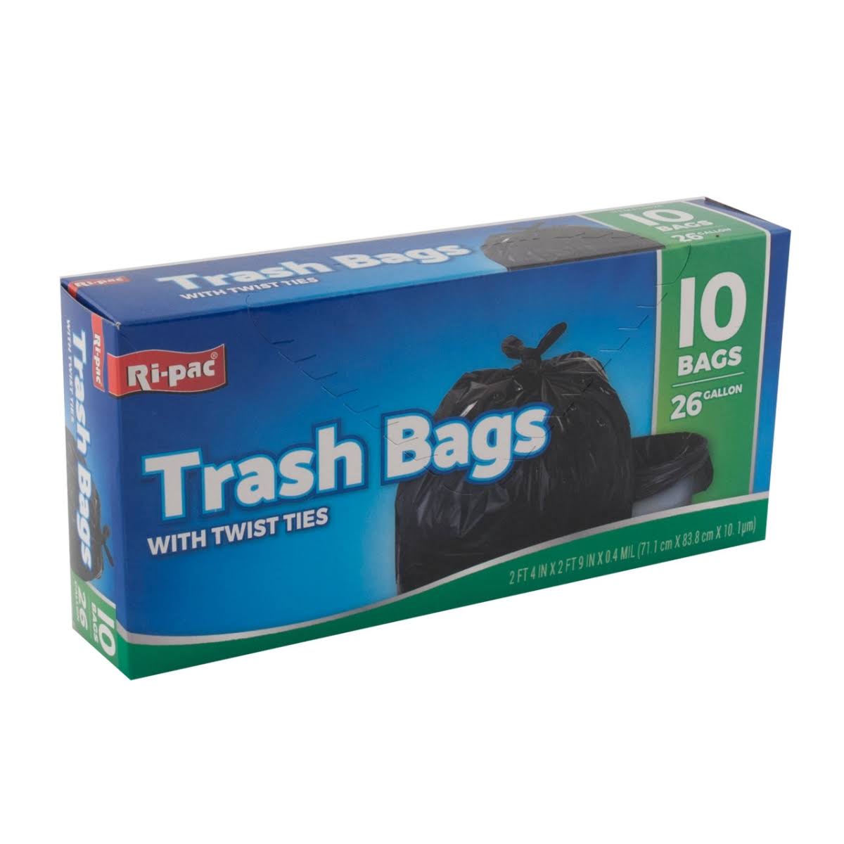 Trash Bags 10 ct - 26 Gal Black, Case Pack of 24
