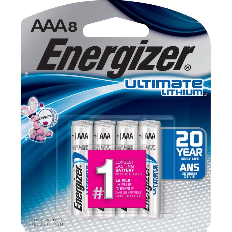 Energizer L92SBP-8 Ultimate Battery - AAA, Lithium, 8pk