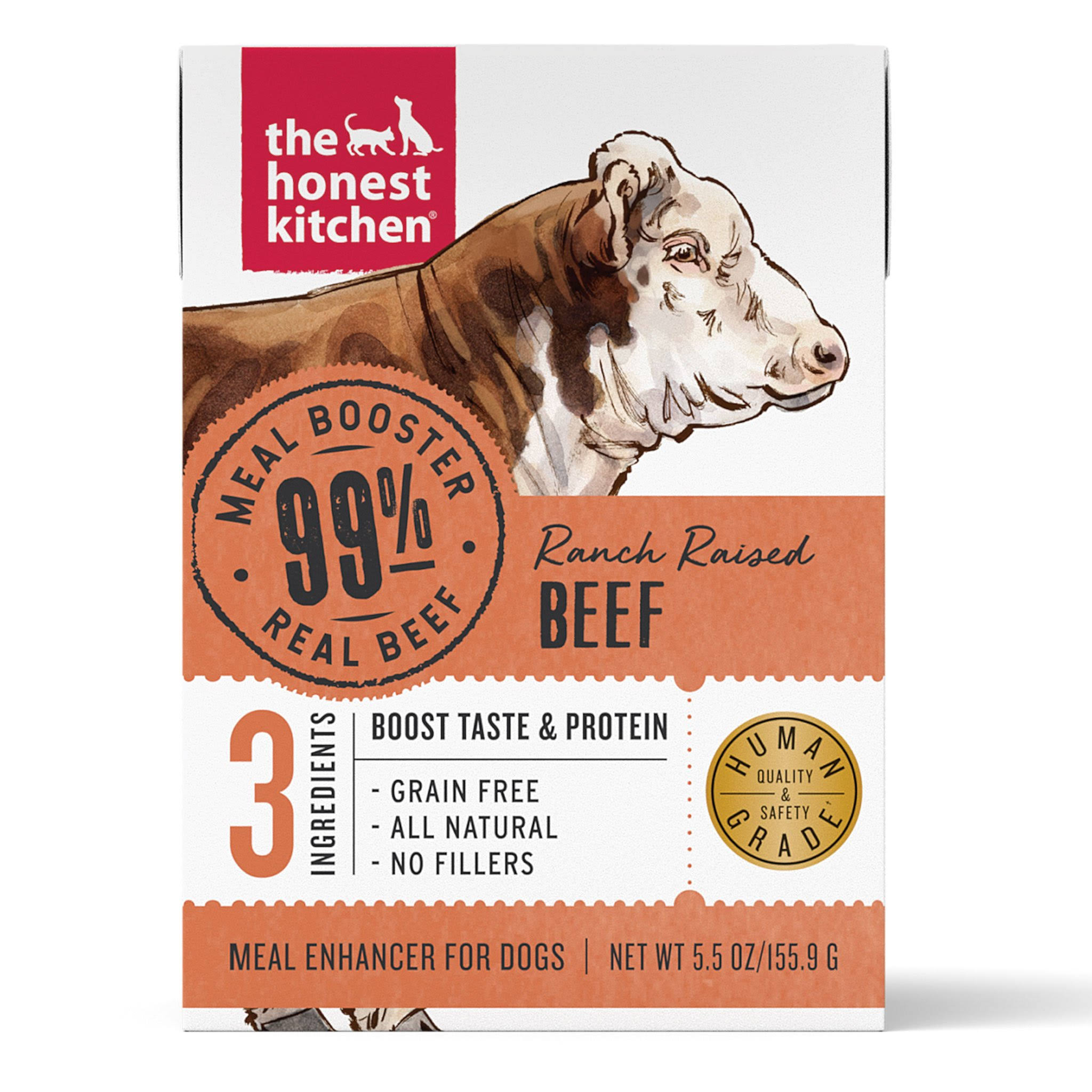 Honest Kitchen Meal Booster 99% Beef Wet Dog Food Topper 5.5oz