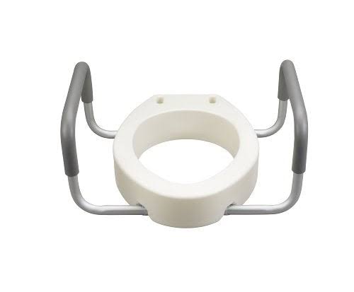 Drive Medical Premium Toilet Seat Riser - with Removable Arms, Elongated Seat, White