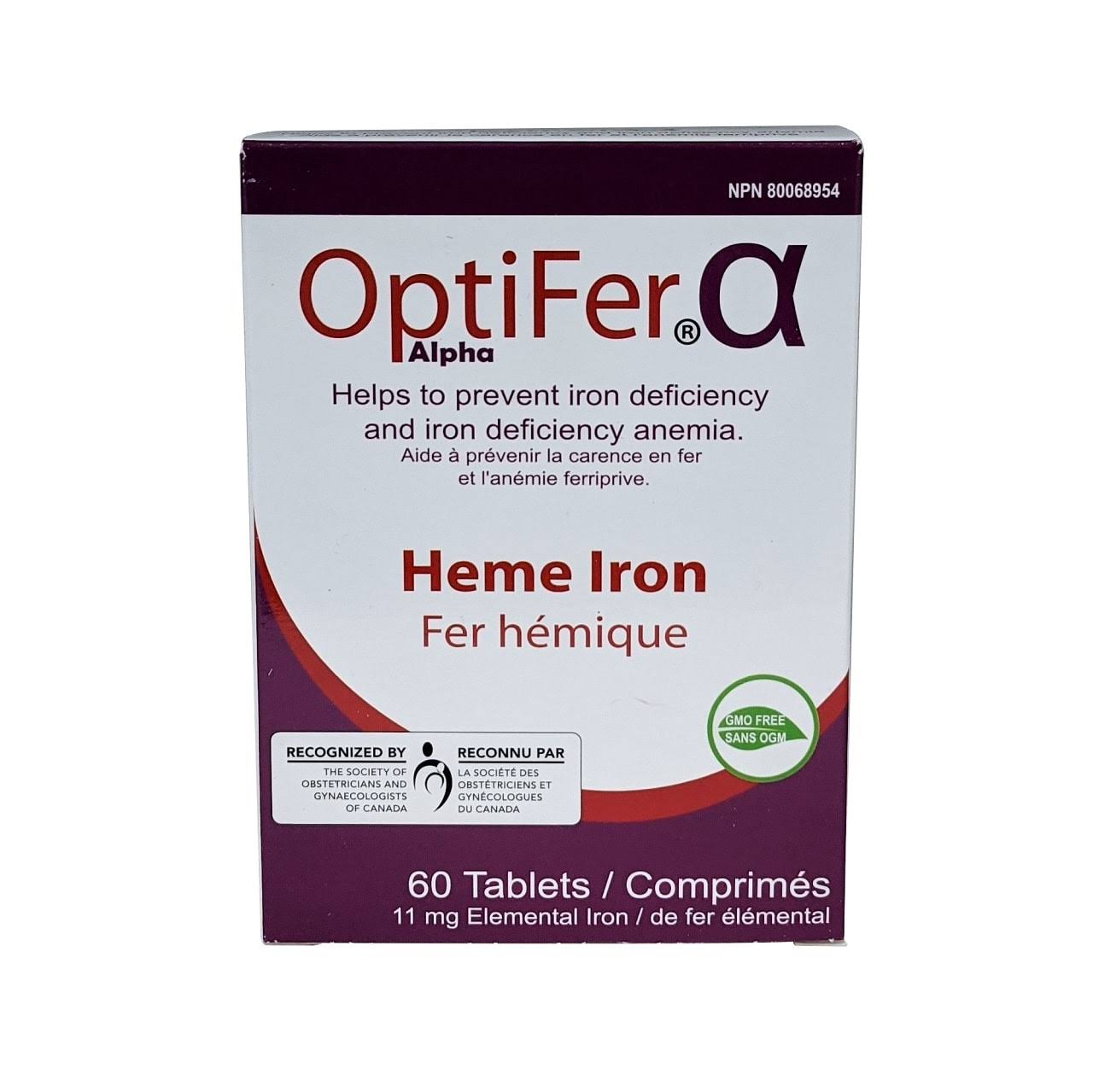 Optifer Alpha heme Polypeptide Heme Iron - 60 Tablets