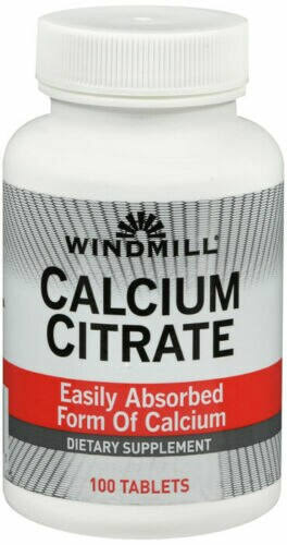 Windmill Calcium Citrate Dietary Supplement - 100 Tablets