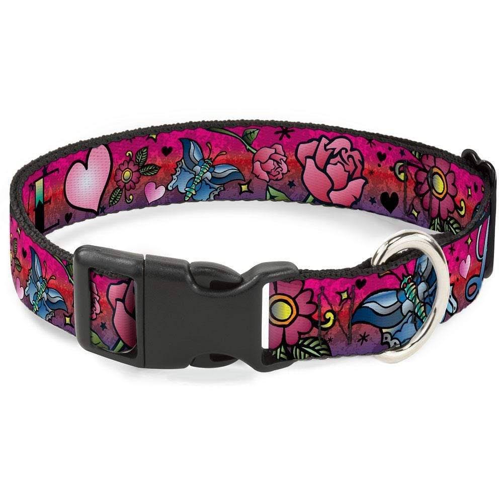 Buckle Down Love Love Pet Collar - Pink, Medium