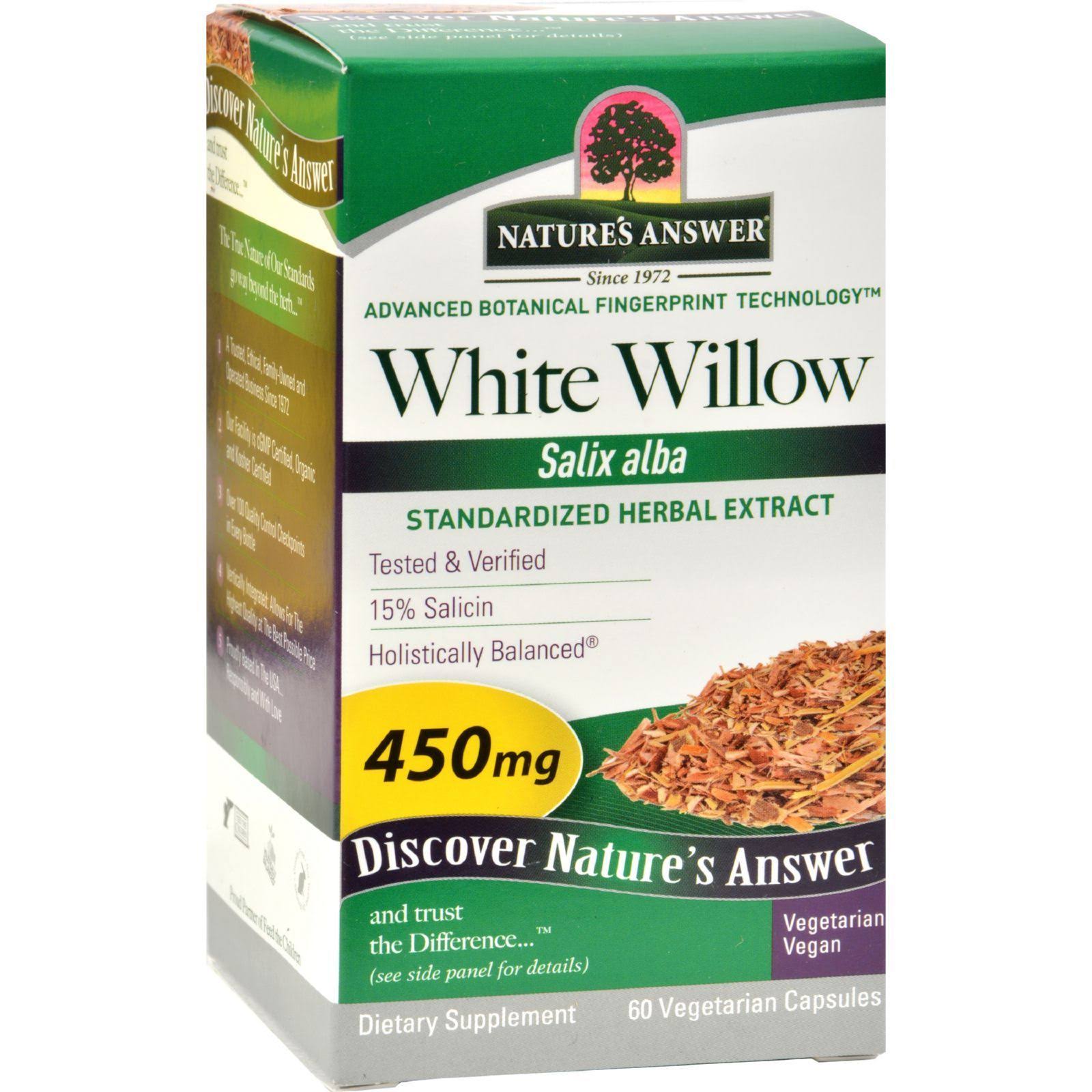 Natures Answer White Willow Bark Extract Herbal Supplement - 60 Capsules