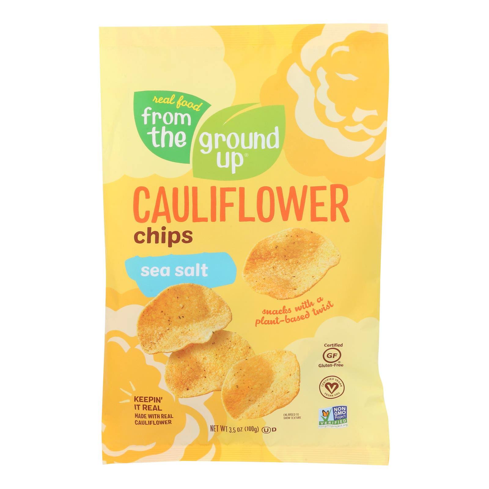 from The Ground Up Sea Salt Cauliflower Chips - Case of 12 - 3.5 oz