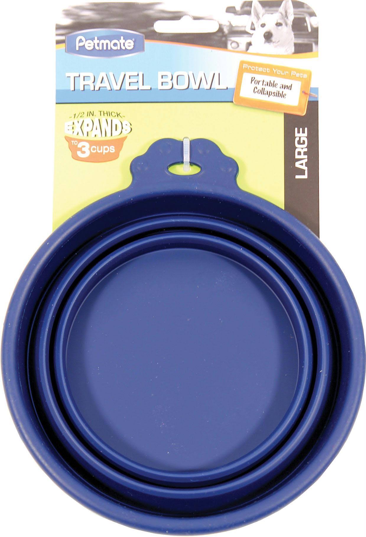 Petmate Silicone Round 3-Cup Travel Bowl for Pets - Navy Blue