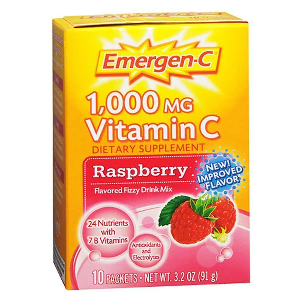 Emergen-C Vitamin C Dietary Supplement - Raspberry, 1000mg, 10 Count, 91g