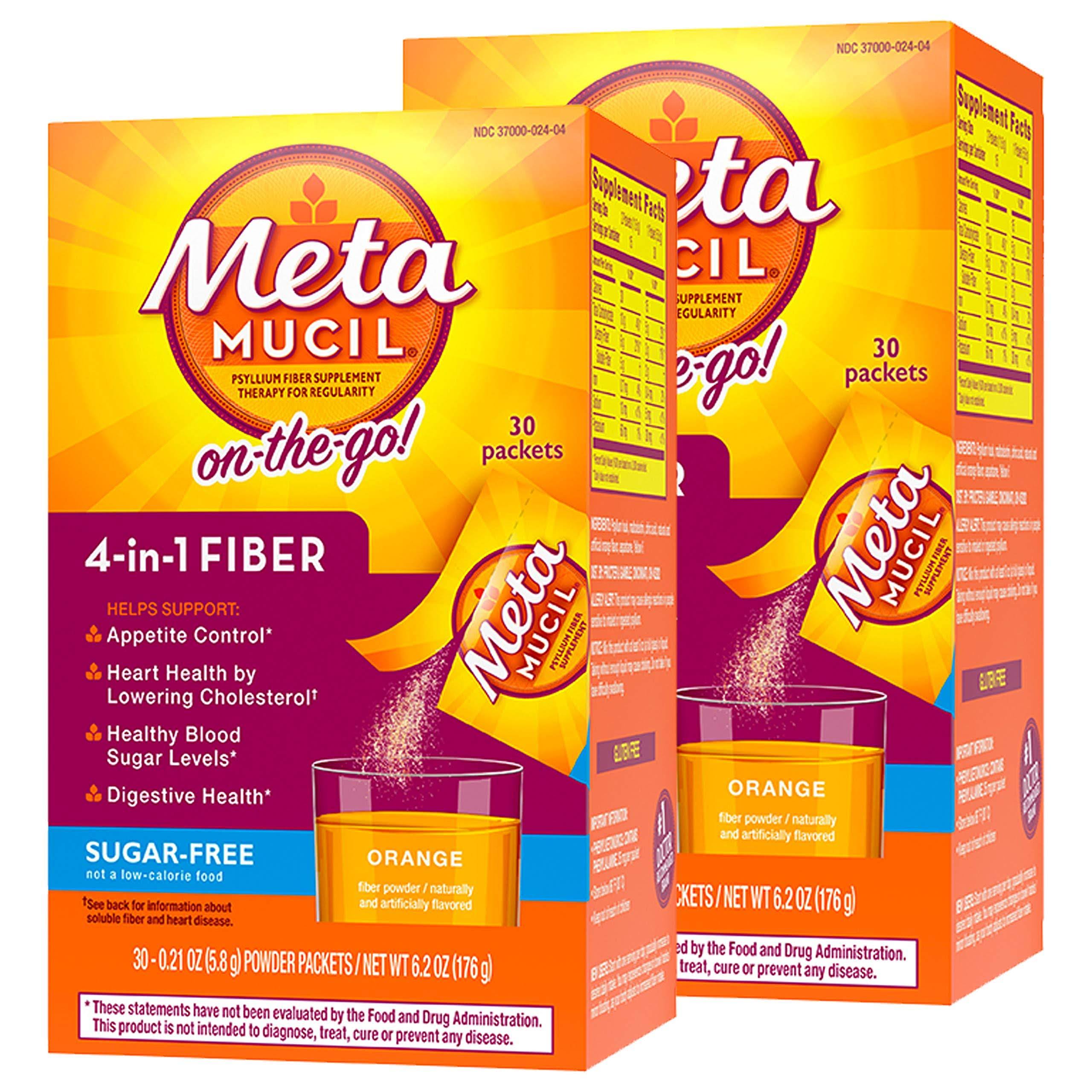 Metamucil Fiber Singles Smooth Texture Sugar Free Powder Packets - Orange, 30ct
