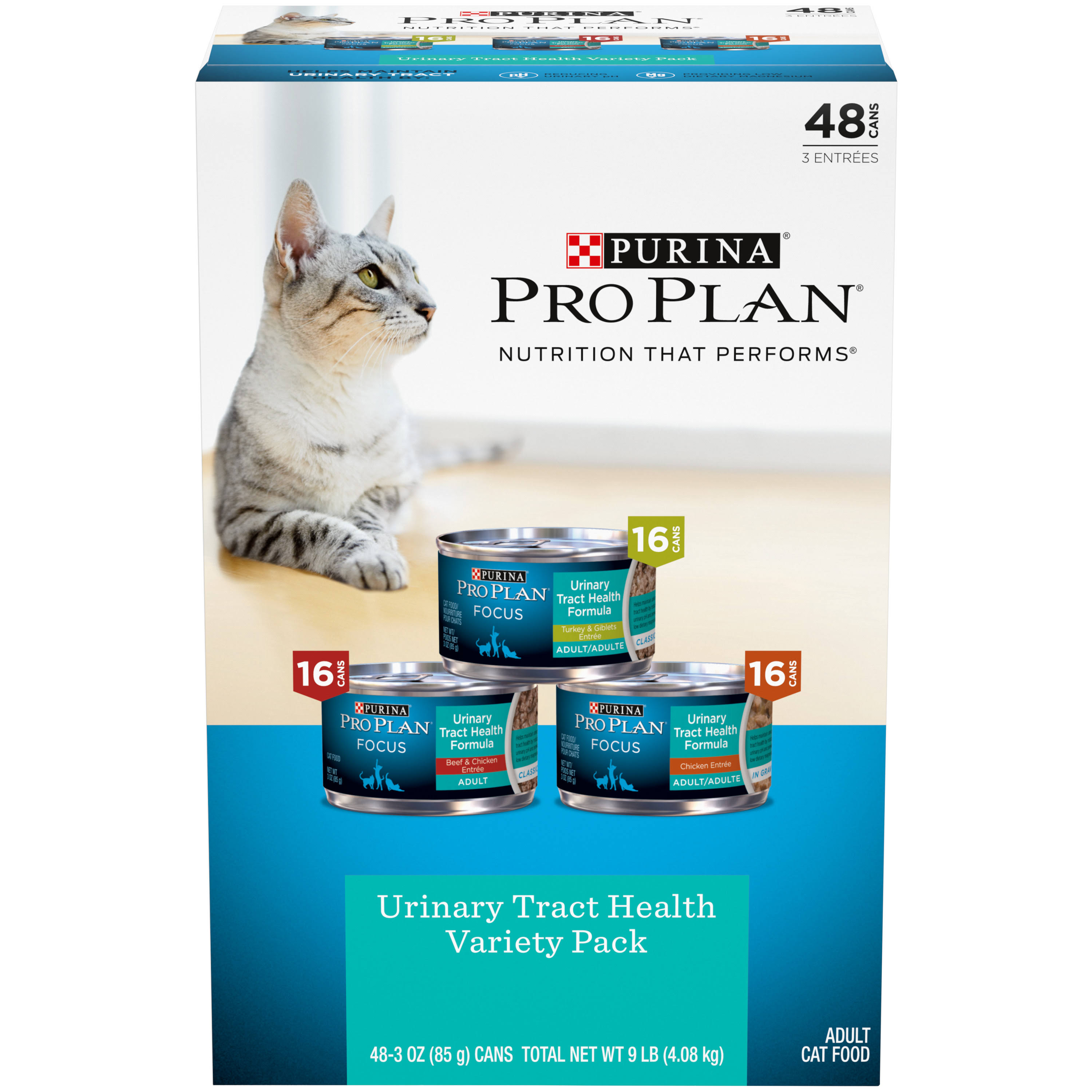 Purina Pro Plan Urinary Tract Health Poultry & Beef Variety Pack Wet Cat Food (48) 3 oz. Cans