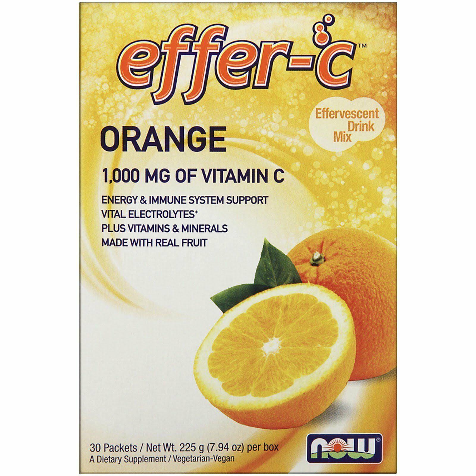 Now Foods Effer-C Orange Effervescent Drink Mix - 30 Packets