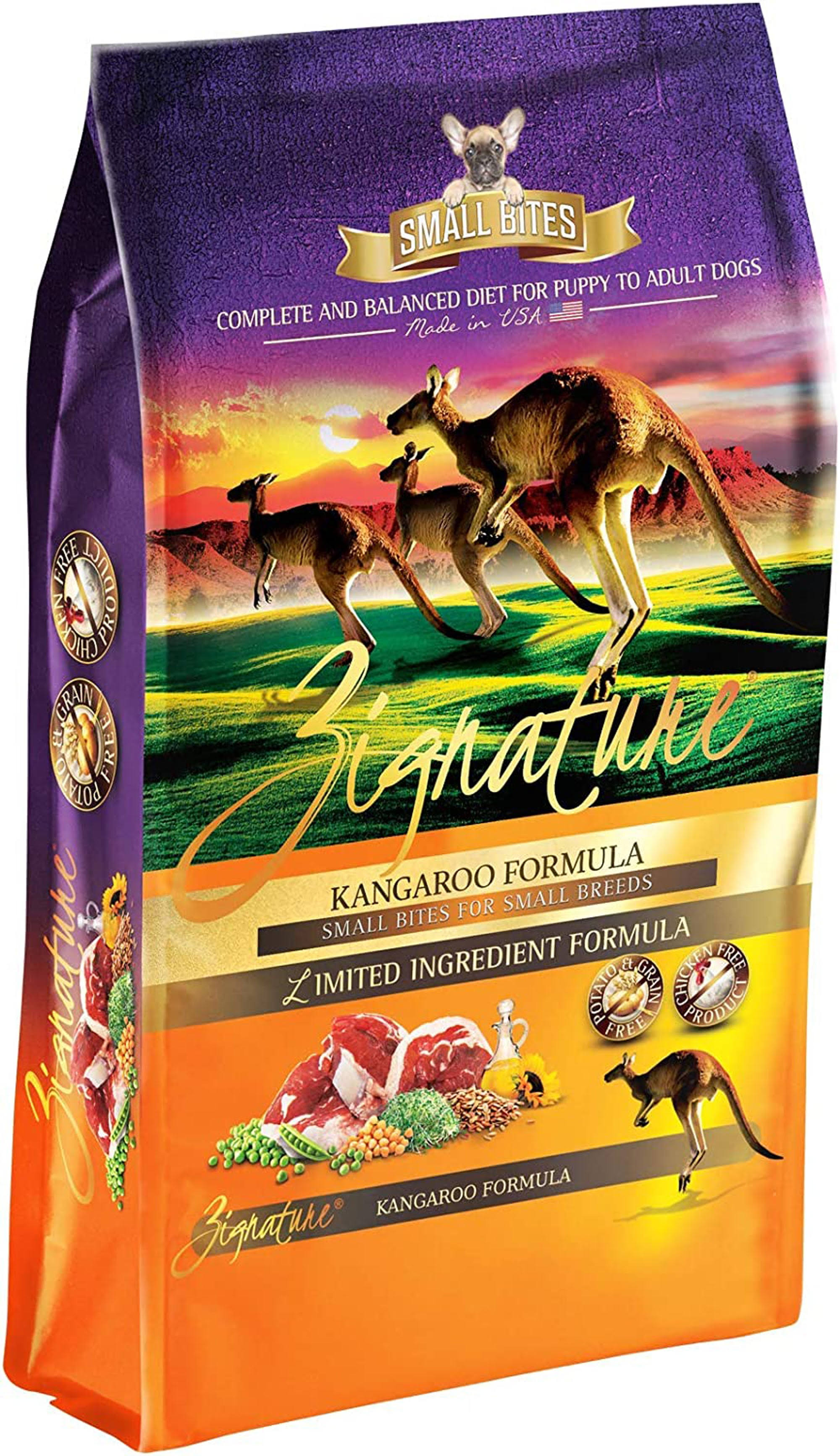 Zignature Kangaroo Formula Grain-Free Small Bites Dry Dog Food 125lb