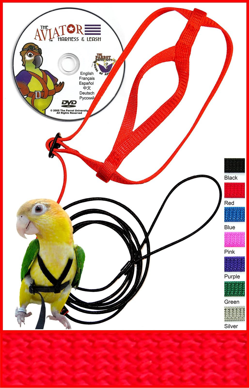 The Aviator Pet Bird Harness and Leash - Petite Red