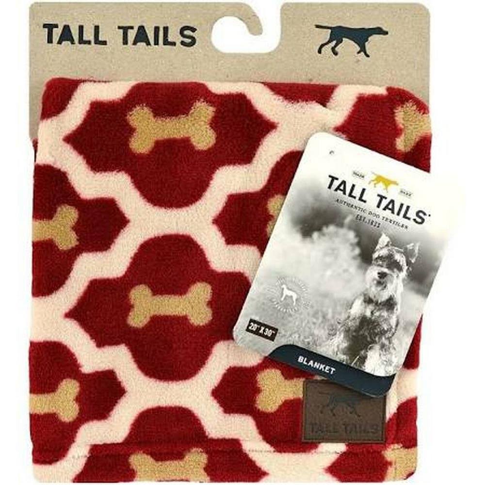 Tall Tails Bone Dog Fleece Blanket - Red, 20" x 30"