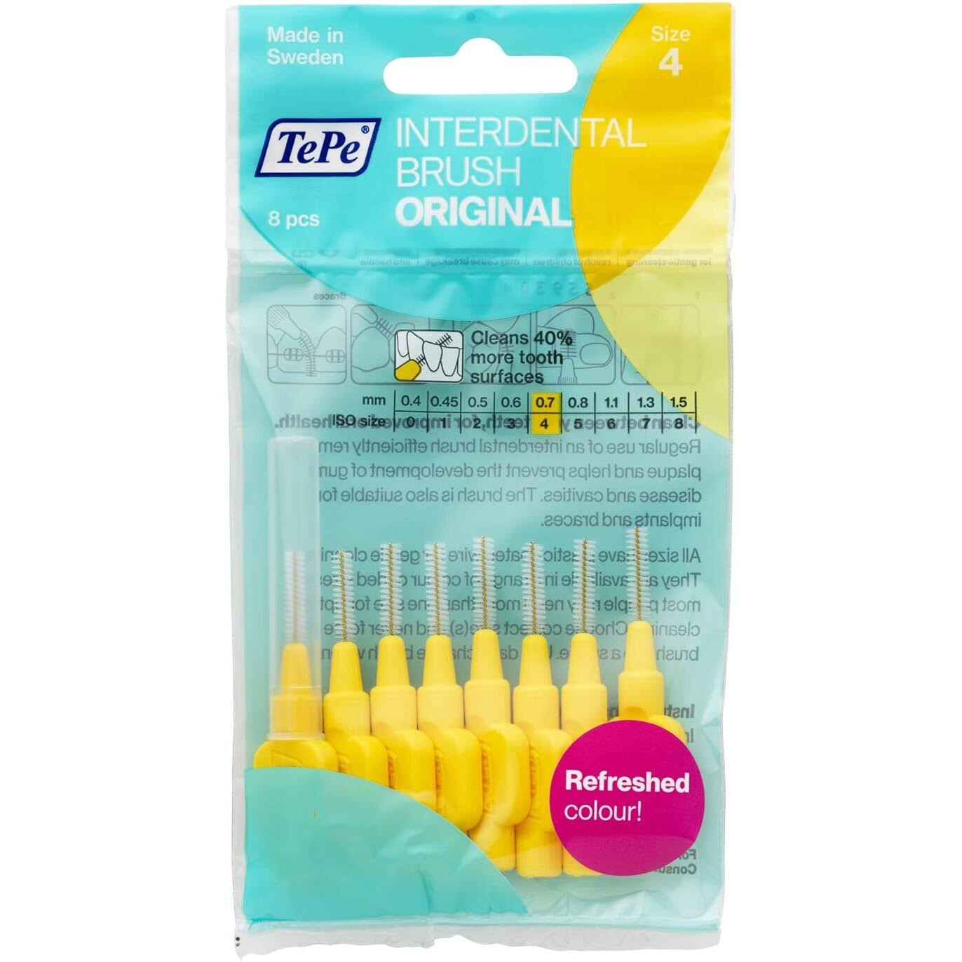 TePe Interdental Brush Original Yellow 0.7mm size 4 - 8pcs