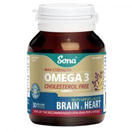 Sona Cholesterol Free Omega 3 Fish Oils Capsules 30
