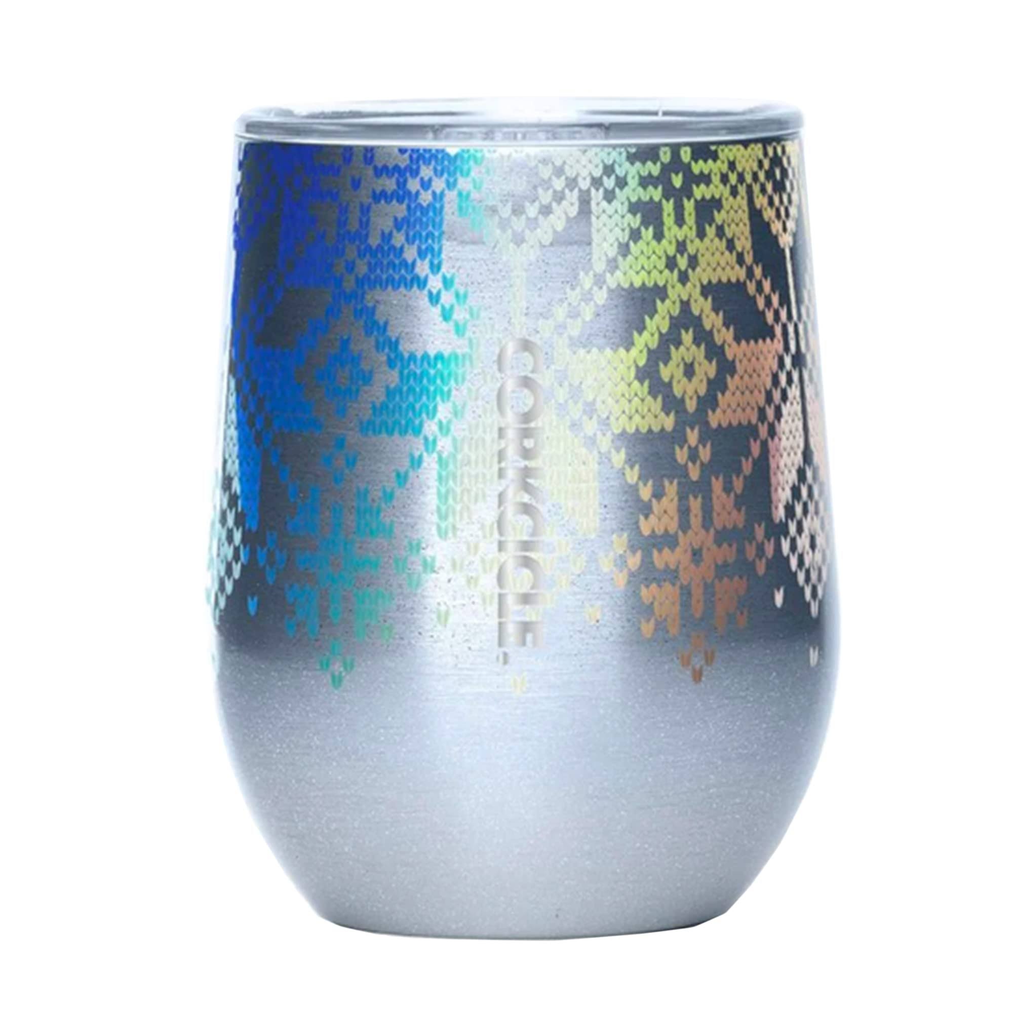 Corkcicle Holiday Stemless 12oz Wine Cup - Fairisle Prism