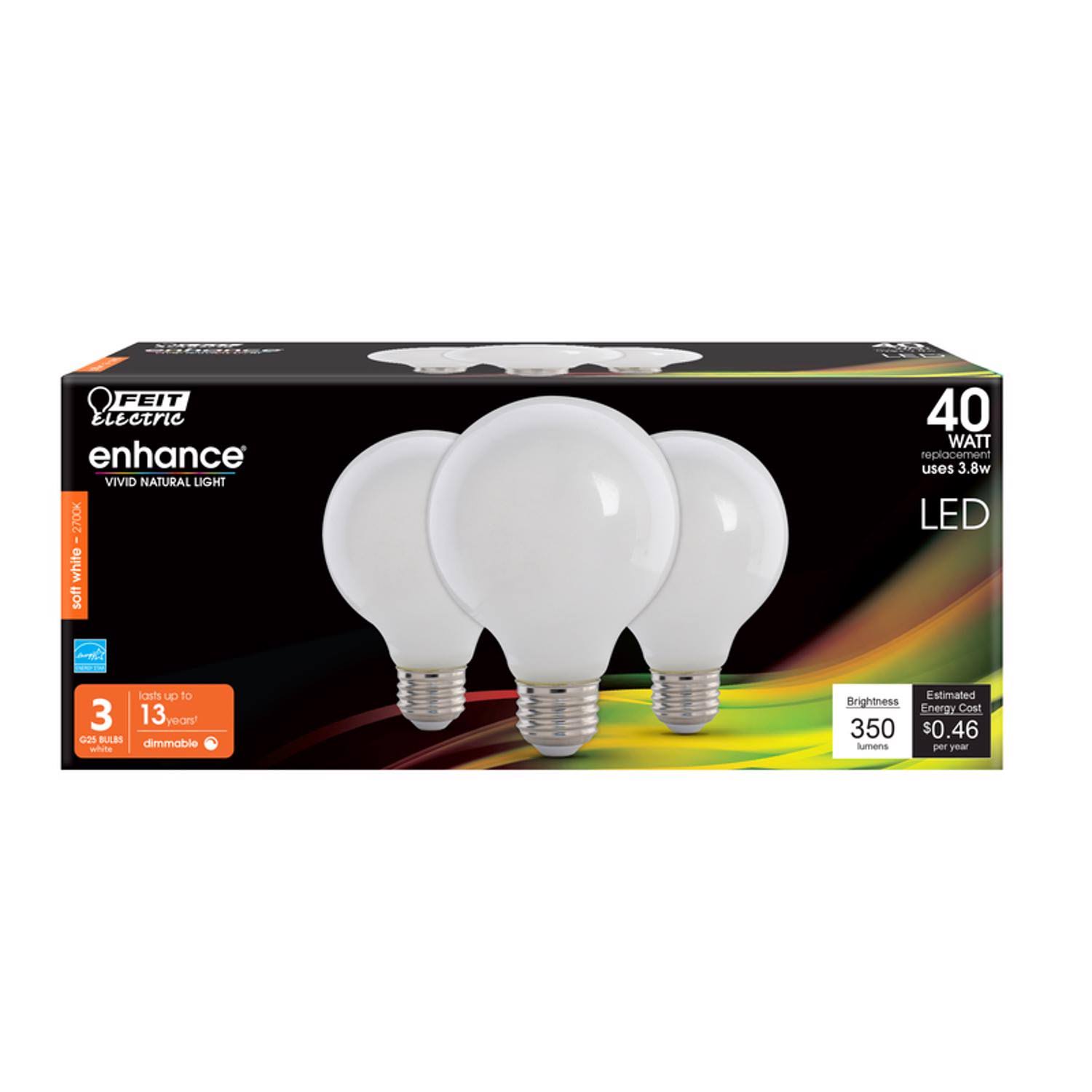 Feit Electric Enhance G25 Filament LED Bulbs - 3.8W, Soft White