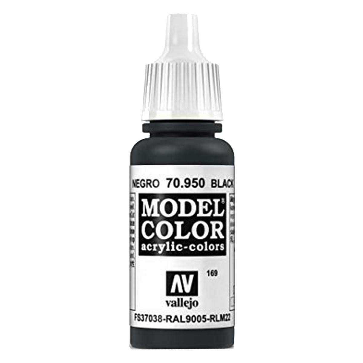 Vallejo Model Color Acrylic Paint - Matt Black, 17ml