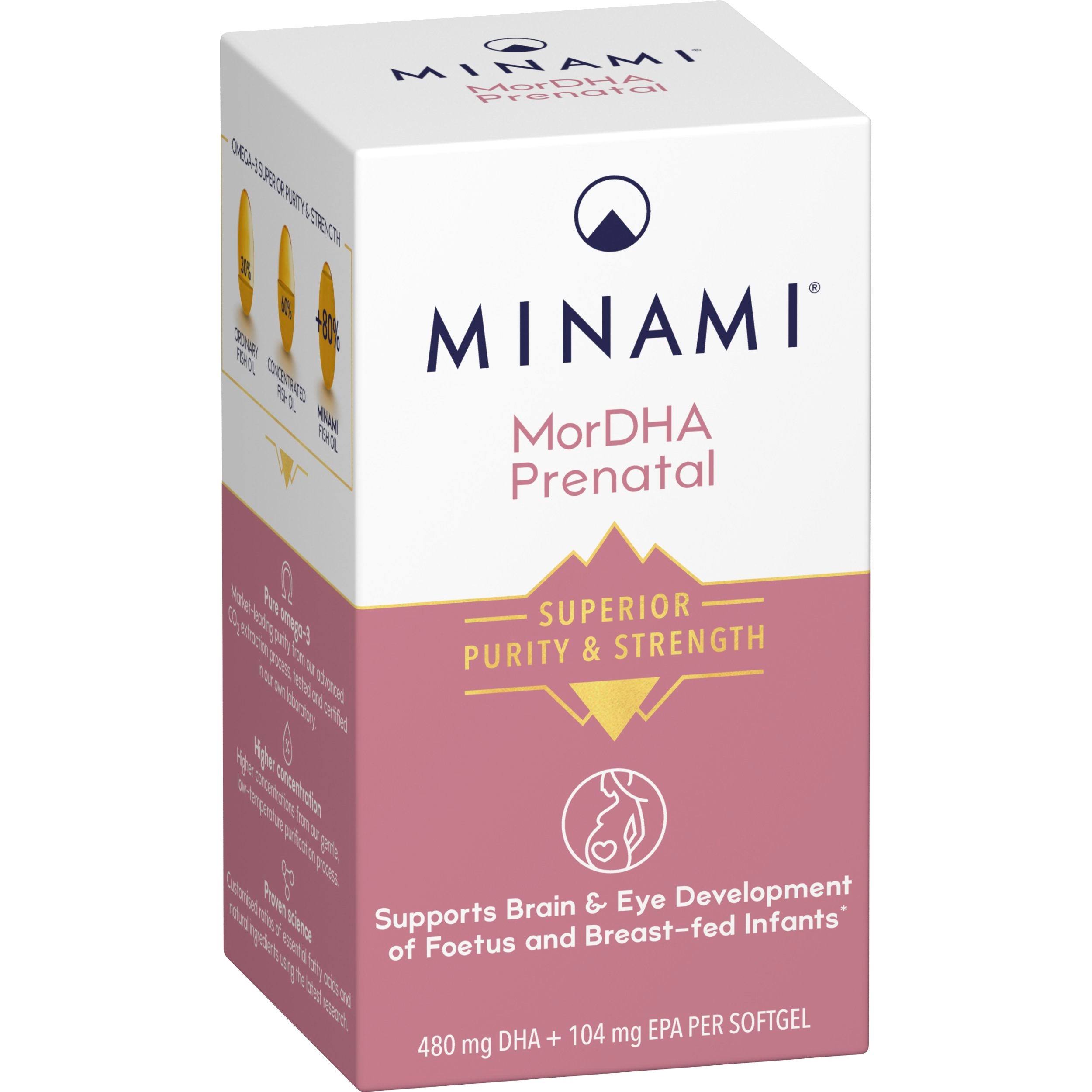 Minami MorDHA Prenatal 80% Omega 3 High DHA Formula Softgel Supplement - Lemon Flavour, 60ct