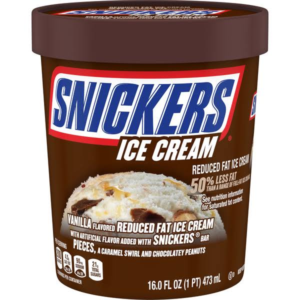 Snickers Ice Cream - Vanilla With Snickers, 473ml
