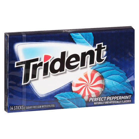 Trident Sugar Free Gum Perfect Peppermint 14 Count Package
