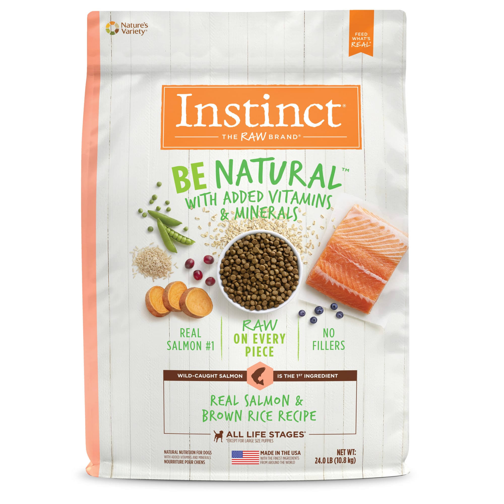 Instinct Be Natural Dry Dog Food, Raw Coated Whole Grain Dog Food