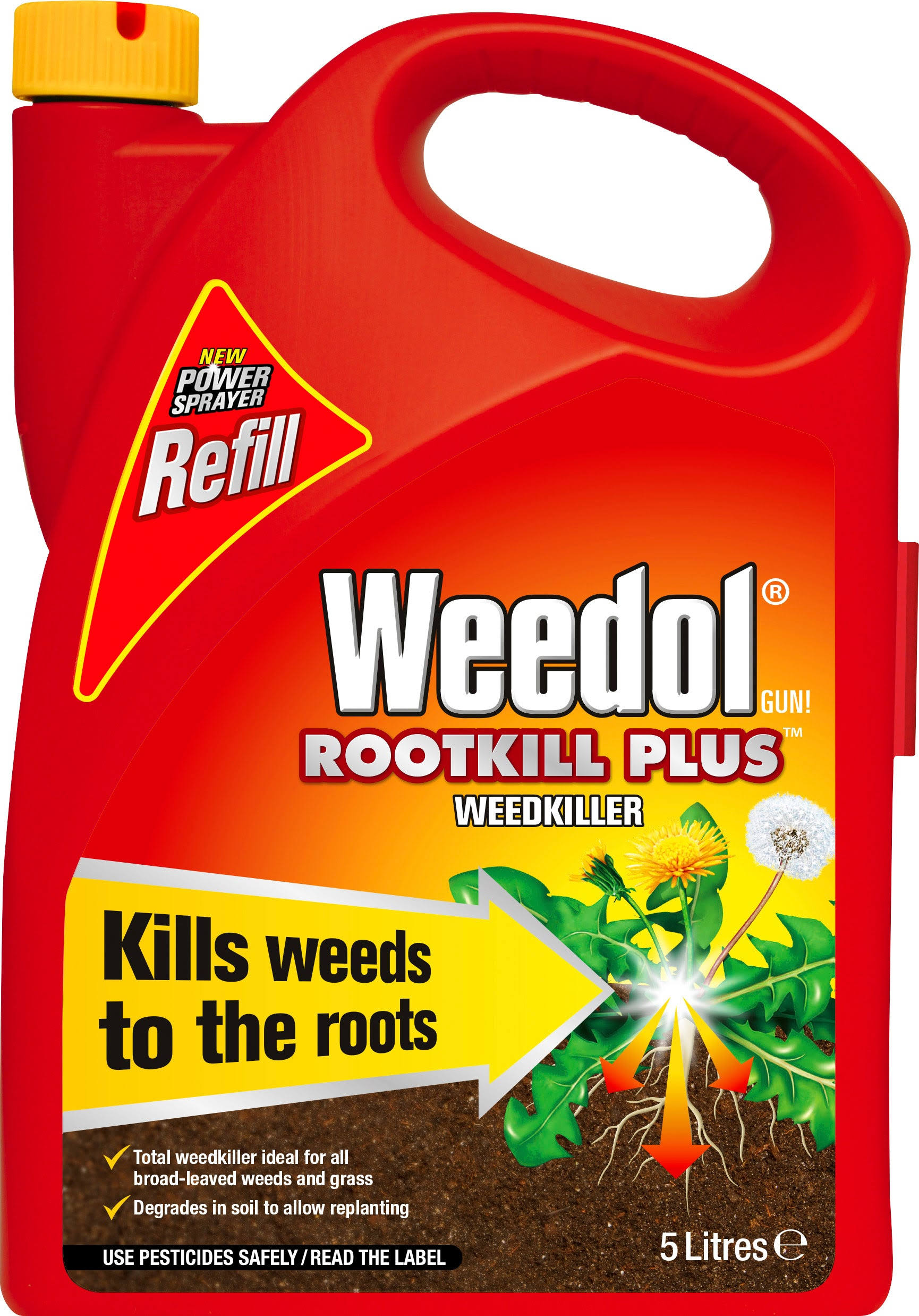 Weedol 200020 Rootkill Plus 5 Litre Weedkiller Power Sprayer Refill, Clear