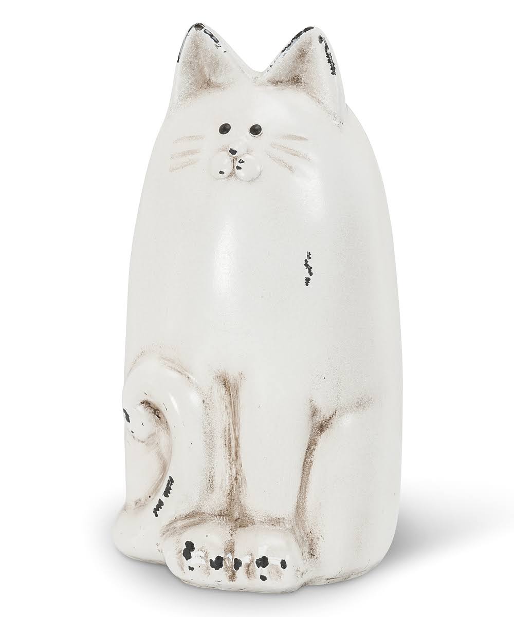 Abbott Collection AB-27-BW-430-WHT 6 in. Resin Sitting Cat Statue White - Small