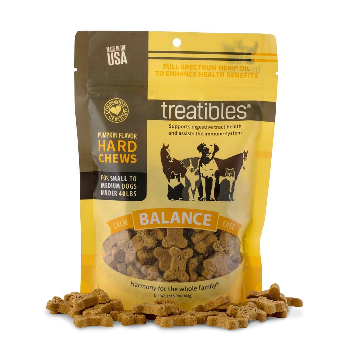 Treatibles Balance Pumpkin Hard Chews Dog Treats 4.4oz