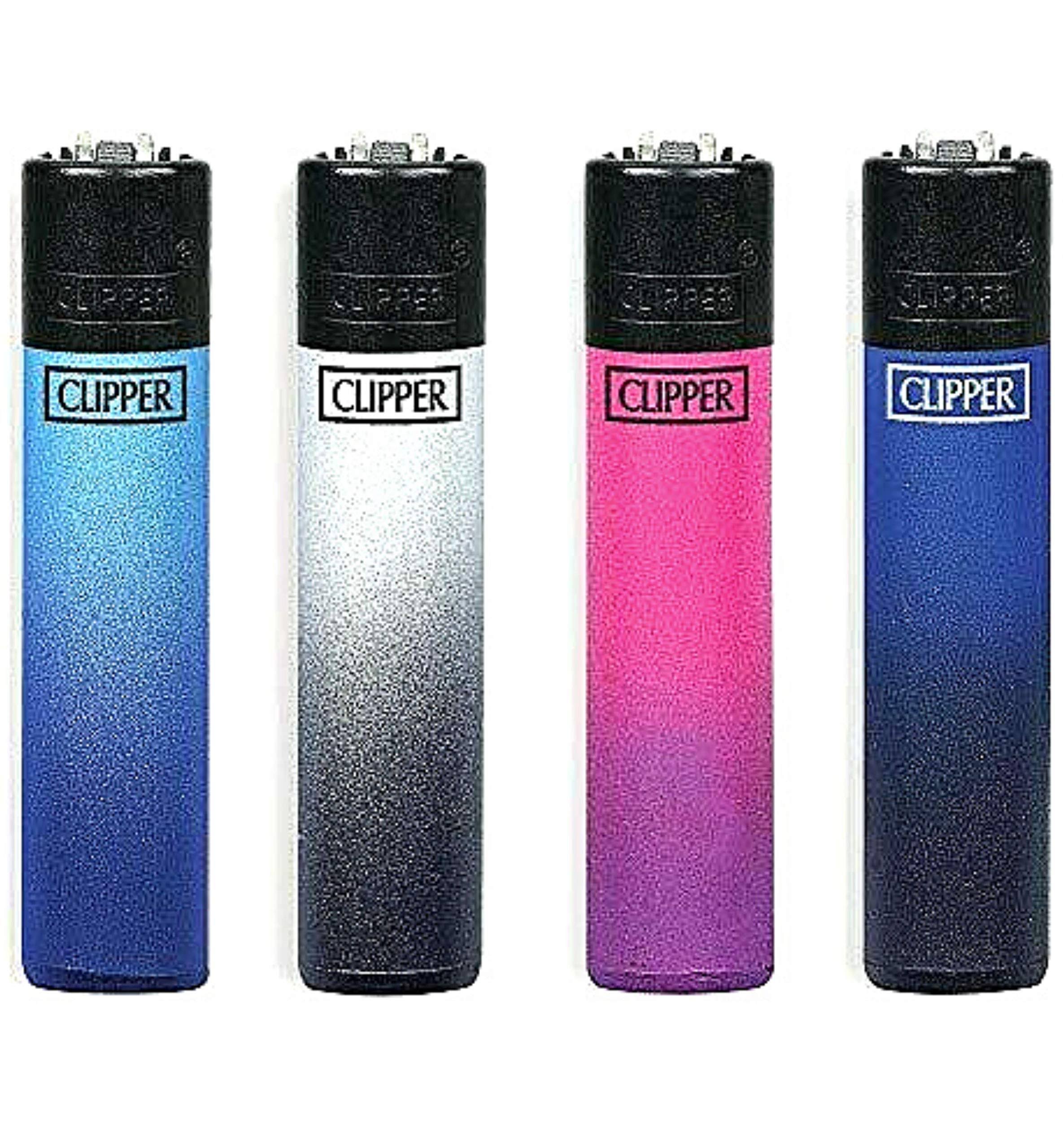 Clipper Flint Lighters in Solid Metallic Colors - 4 Lighters in 4 Metallic Colors