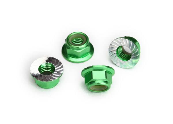 Traxxas Nuts, 5mm flanged nylon locking Green