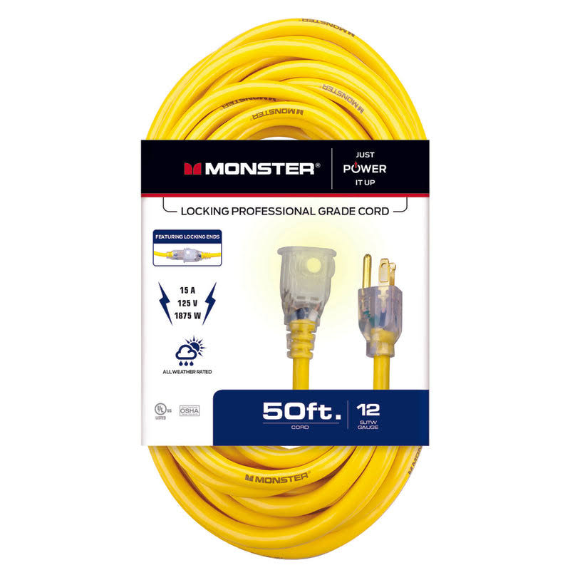 Monster - 1504 - Outdoor 50 ft. L Yellow Extension Cord 12/3 SJTW