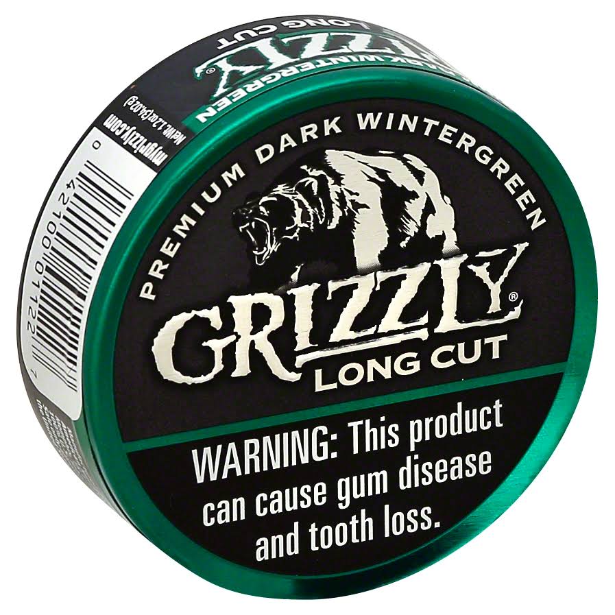 Grizzly Snuff, Moist, Long Cut, Premium Dark Wintergreen - 1.2 oz