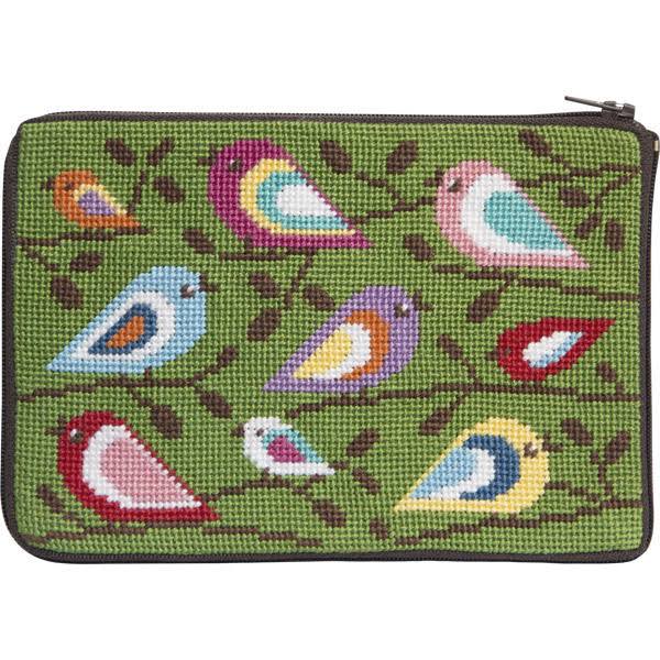Stitch & Zip Needlepoint Purse Cosmetic Case Kit - Birds of Color