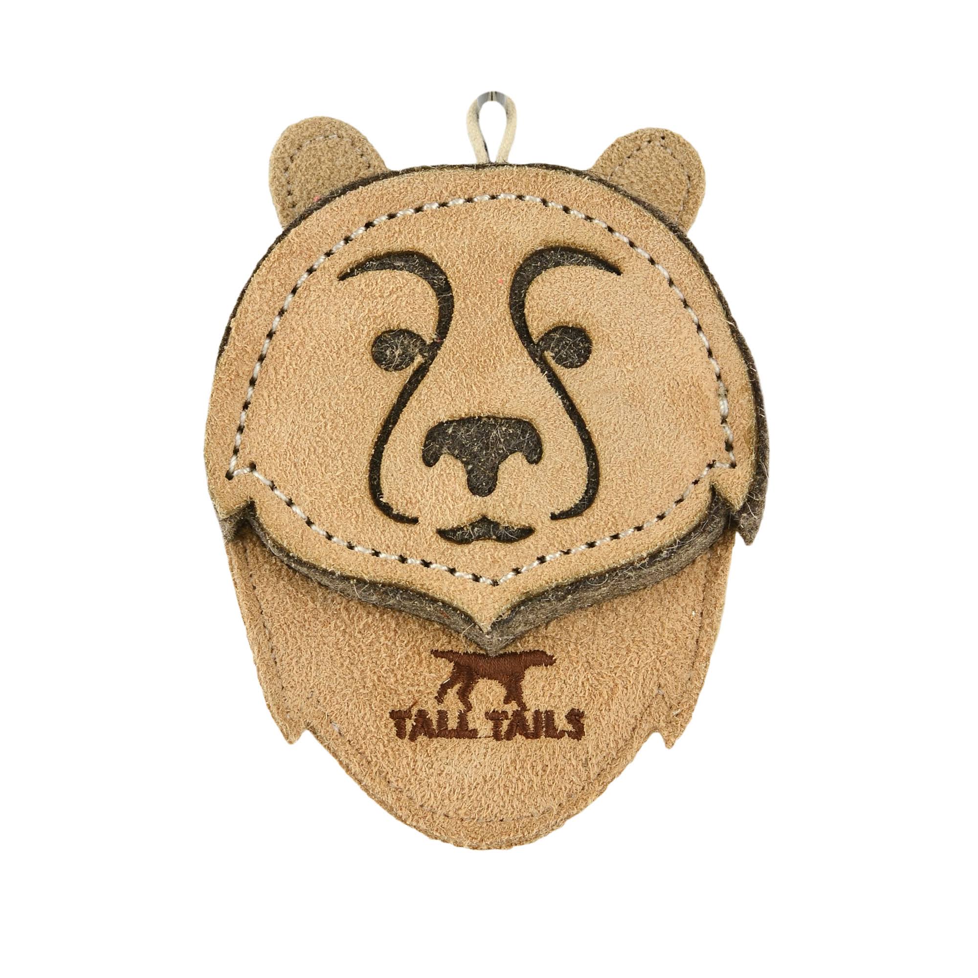 Tall Tails Natural Leather Bear Dog Toy, 4-in