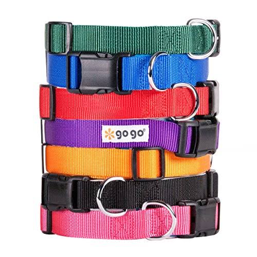 GoGo Pet Products Comfy Nylon Adjustable Pet Dog Collar - Red, 3/8"