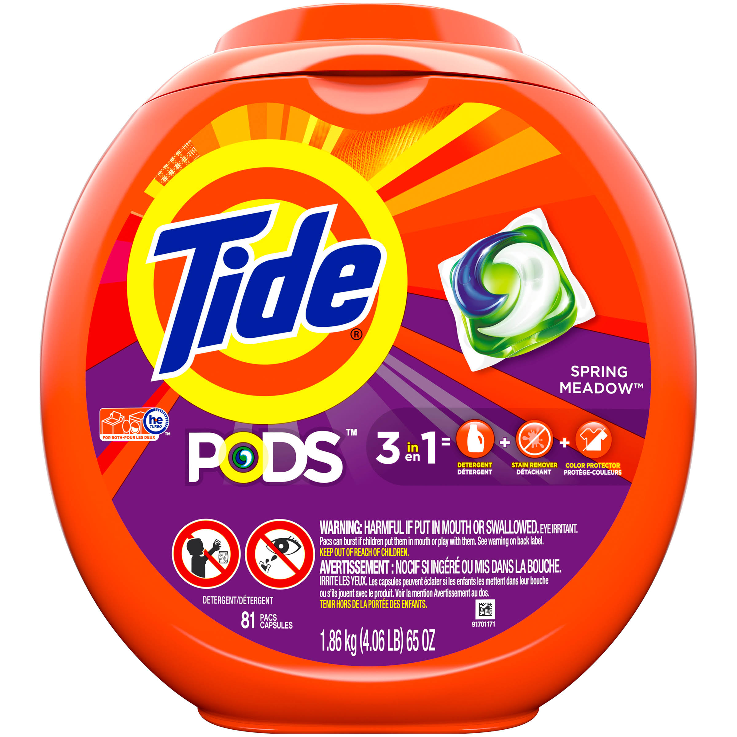 Tide Pods 3 in 1 Detergent Pacs - 81ct, 71oz, Spring Meadow