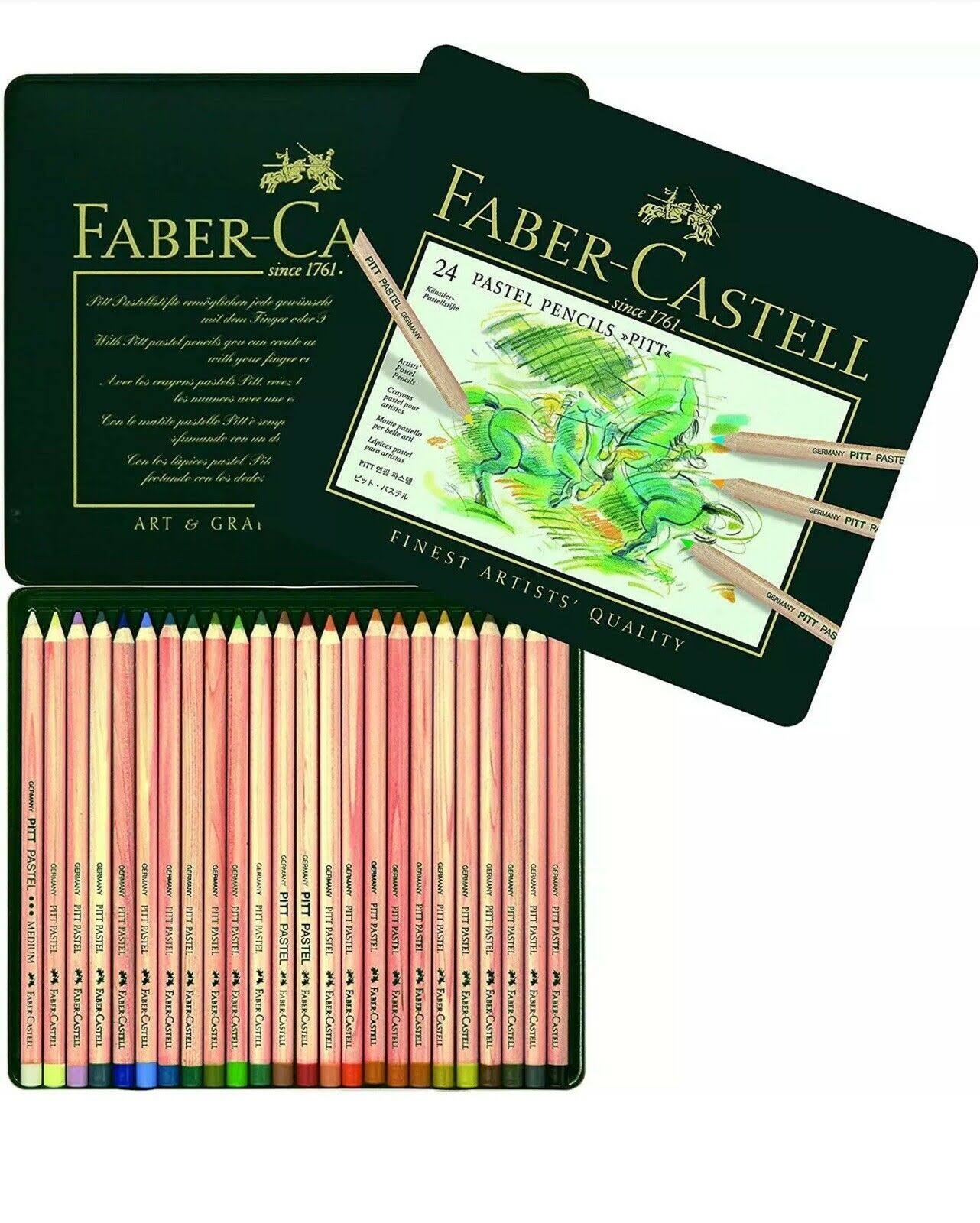 Faber Castell Pitt Pastel Pencil Set - Tin of 24 Colors