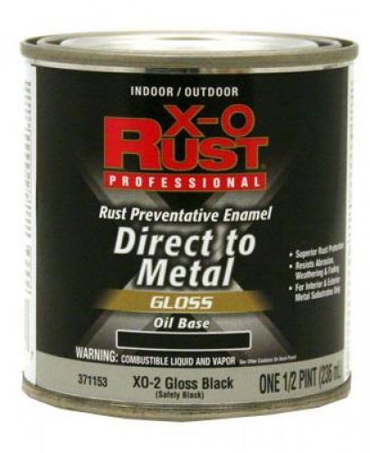 True Value XO Rust Interior Exterior Gloss Anti Rust Enamel - Black, 1/2 Pint