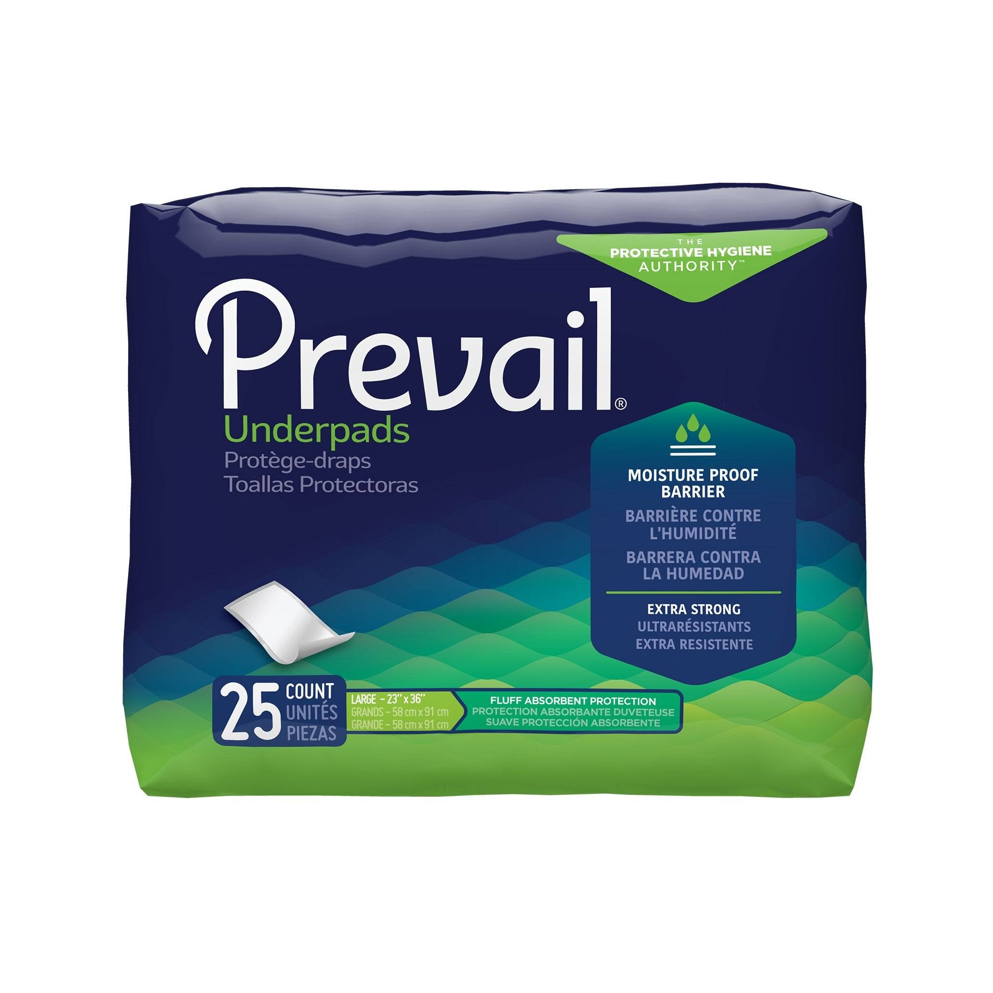 Underpad Prevail Total Care 23 x 36 inch Disposable Fluff Light Absorbency