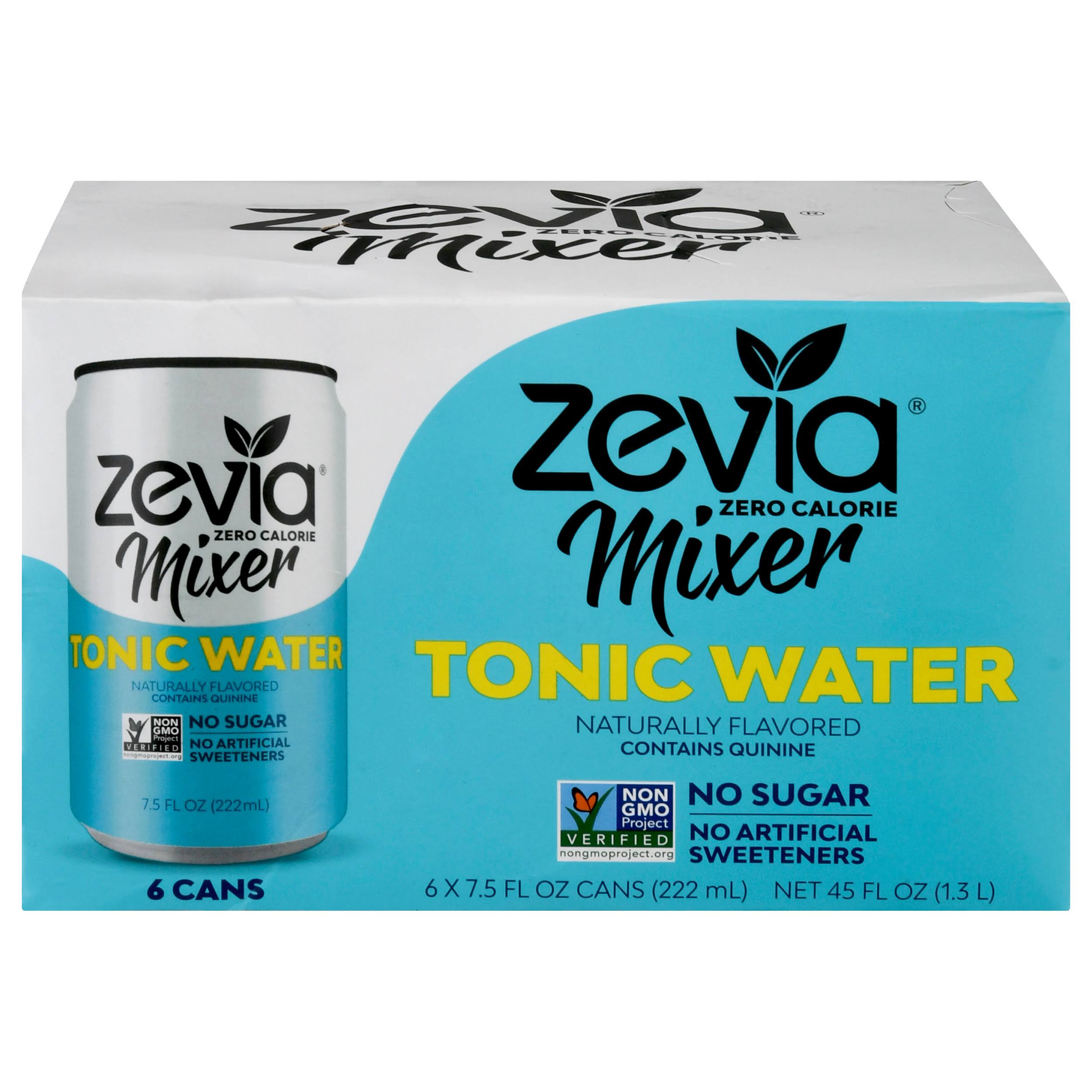 Zevia Mixer Tonic Water, Zero Calorie - 6 pack, 7.5 fl oz cans