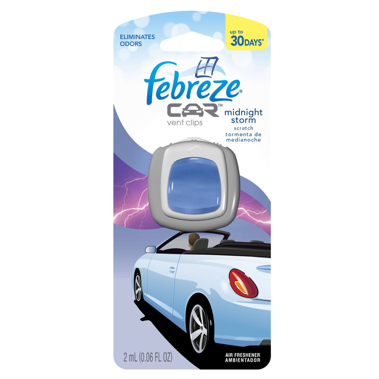 Febreze Car Air Freshener Vent Clips - Midnight Storm, 0.06oz