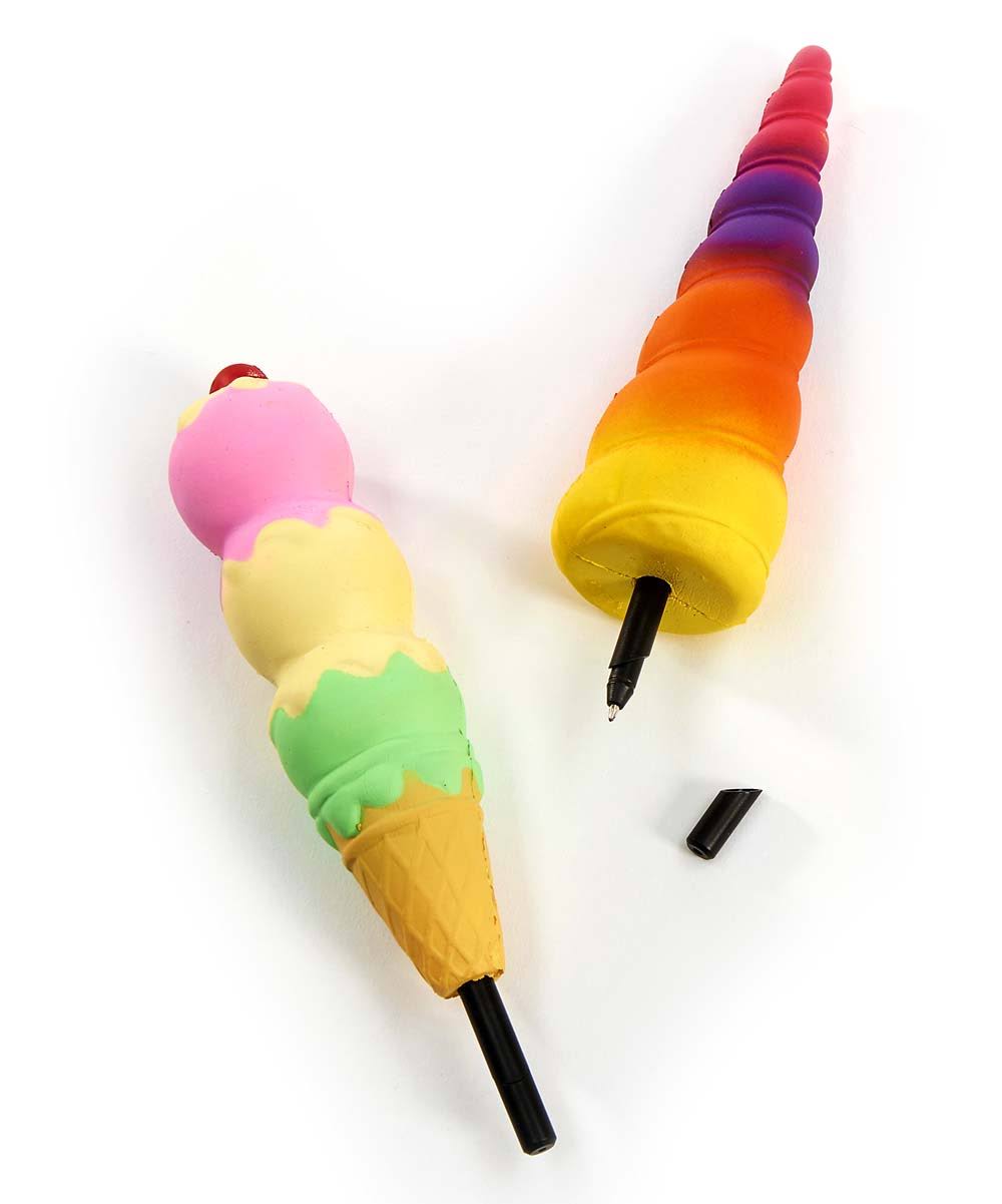 Giftcraft Writing Utensil Pink & Yellow Ice Cream Cone Squishy Pen - Set of Two One-Size