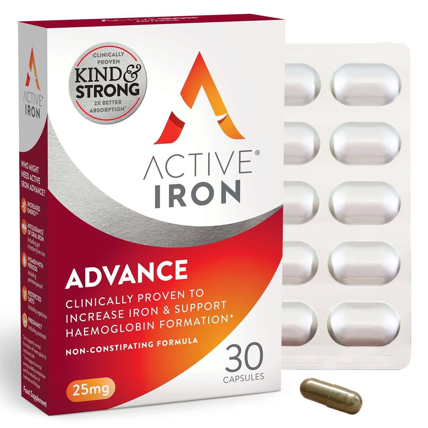 Active Iron Advance 25mg Iron Supplement Non- Constipating Clinically Proven